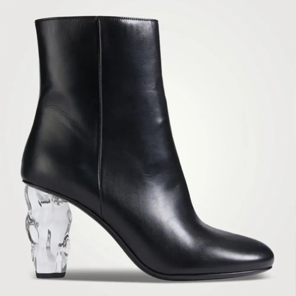 FRAME Le Luz Black Acrylic Heel Leather Ankle Boots Sz 40/9